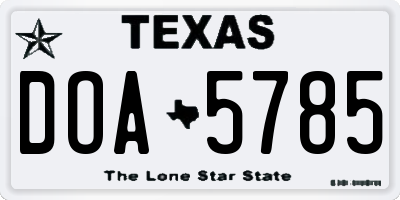 TX license plate DOA5785