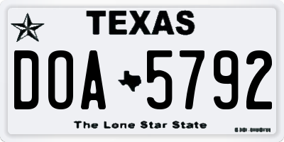 TX license plate DOA5792