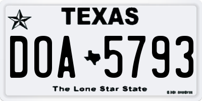 TX license plate DOA5793