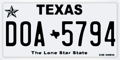 TX license plate DOA5794