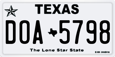 TX license plate DOA5798