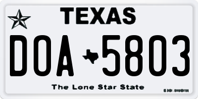 TX license plate DOA5803