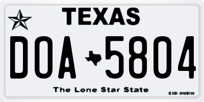 TX license plate DOA5804