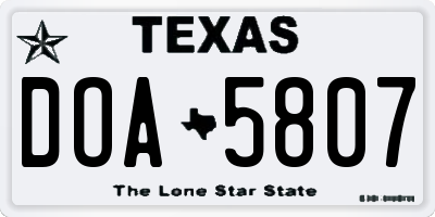 TX license plate DOA5807