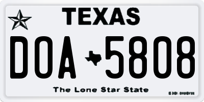 TX license plate DOA5808