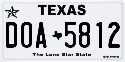 TX license plate DOA5812