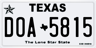 TX license plate DOA5815
