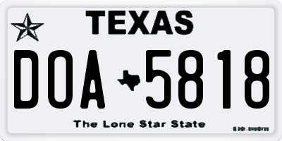 TX license plate DOA5818