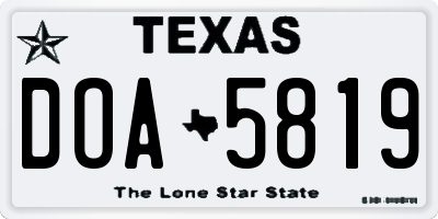 TX license plate DOA5819