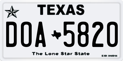 TX license plate DOA5820