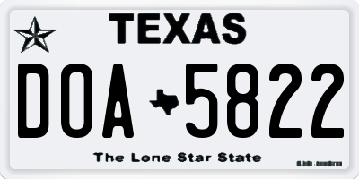 TX license plate DOA5822