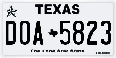 TX license plate DOA5823
