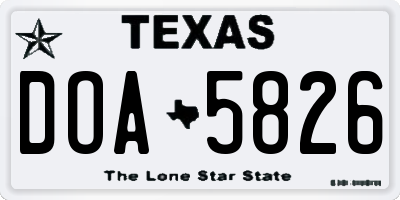 TX license plate DOA5826