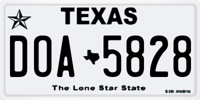 TX license plate DOA5828