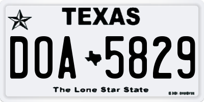 TX license plate DOA5829