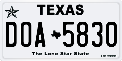 TX license plate DOA5830