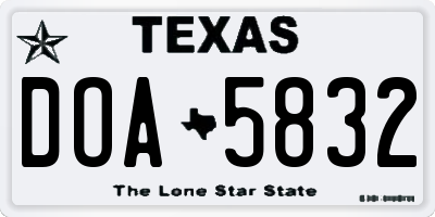 TX license plate DOA5832