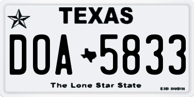TX license plate DOA5833