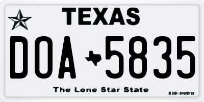 TX license plate DOA5835