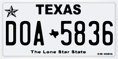 TX license plate DOA5836