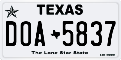 TX license plate DOA5837