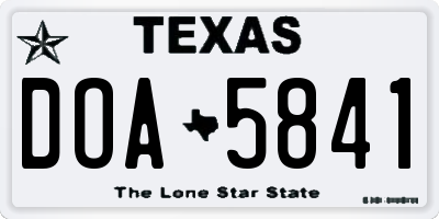 TX license plate DOA5841