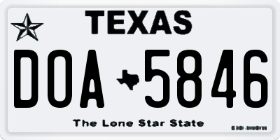 TX license plate DOA5846