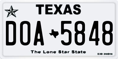 TX license plate DOA5848