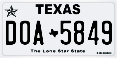 TX license plate DOA5849