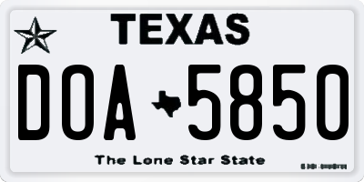 TX license plate DOA5850