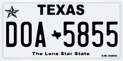 TX license plate DOA5855