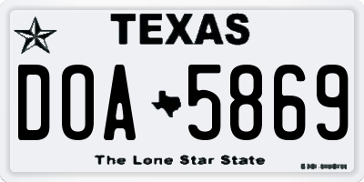 TX license plate DOA5869
