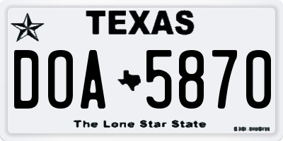 TX license plate DOA5870