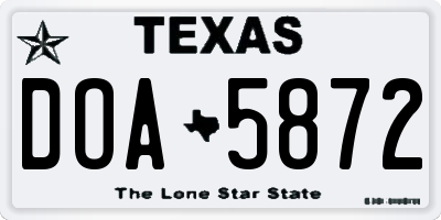 TX license plate DOA5872