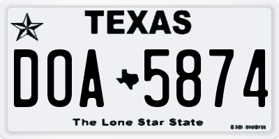 TX license plate DOA5874