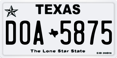 TX license plate DOA5875