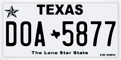 TX license plate DOA5877