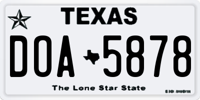 TX license plate DOA5878
