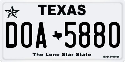 TX license plate DOA5880