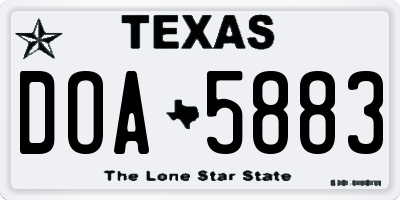 TX license plate DOA5883