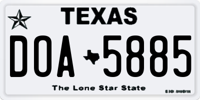 TX license plate DOA5885