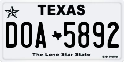 TX license plate DOA5892