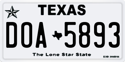 TX license plate DOA5893