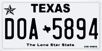 TX license plate DOA5894