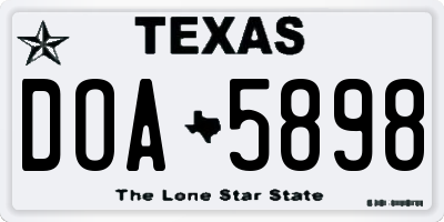 TX license plate DOA5898