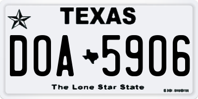 TX license plate DOA5906