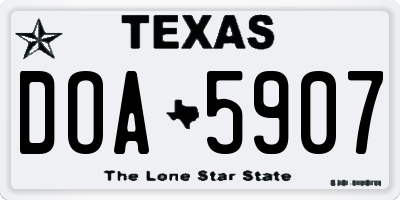 TX license plate DOA5907