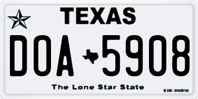TX license plate DOA5908