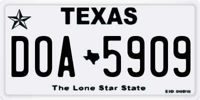 TX license plate DOA5909