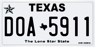 TX license plate DOA5911